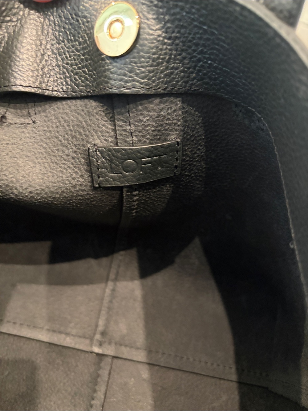 LOFT Black Pebbled Leather Tote with Removable Strap - Picture 5 of 7